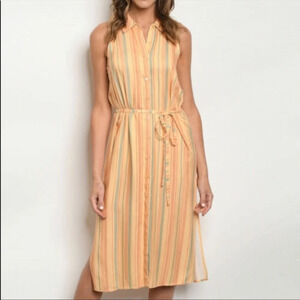 Lulus Sunburst Light Orange Shirt Dress XS